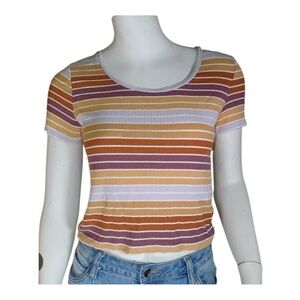 American Eagle Outfitters Ribbed Striped Short Sleeve Tee EUC Sz S